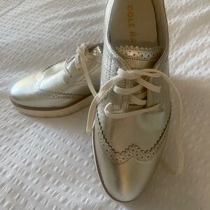 Cole Haan gold Lace-Up Brogues